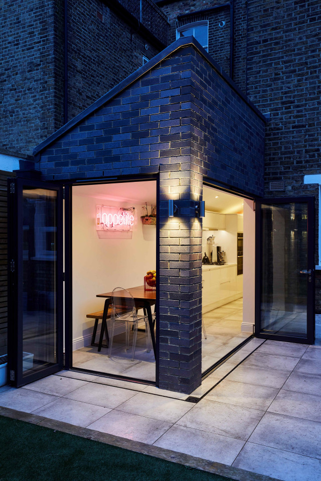 extension brick blue modern home