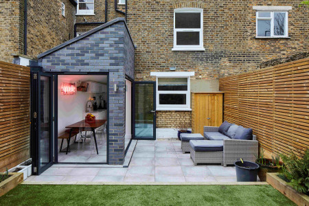victorian home blue brick extension